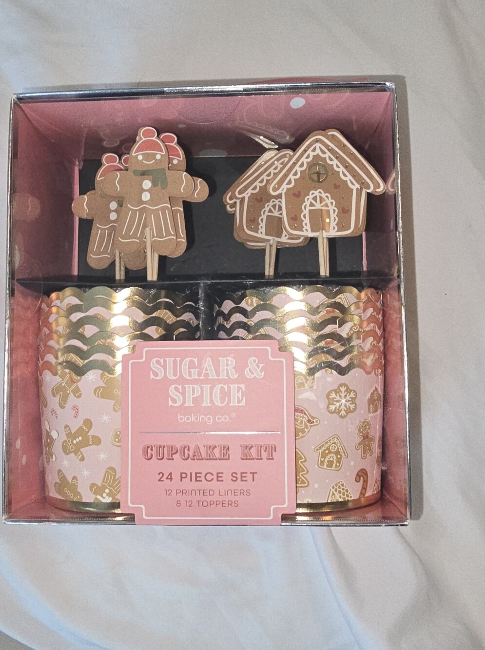 Sugar & Spice Pink Gingerbread Cupcake Kit - Festive 24-Piece Set